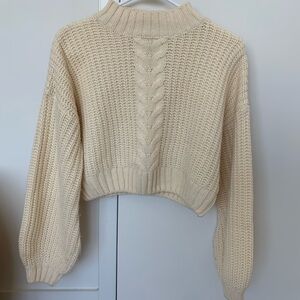 Princess Polly Cropped Cable Knit Sweater; Size Small